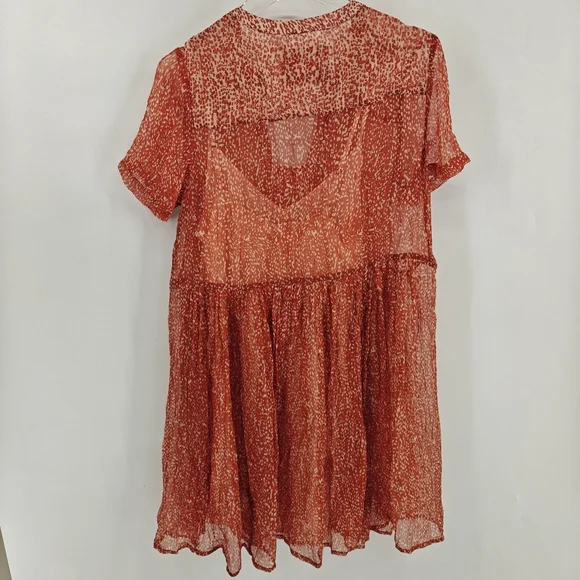 Maeve Anthropologie Adrian Sheer Tunic Dress in dark orange. Size S. - Picture 3 of 8